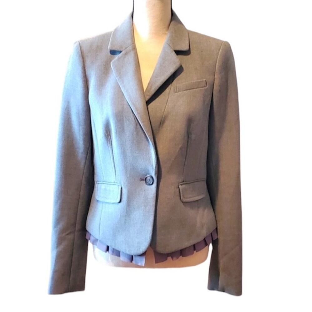 Ann Taylor Loft Gray Single Front Button Ruffle W… - image 5